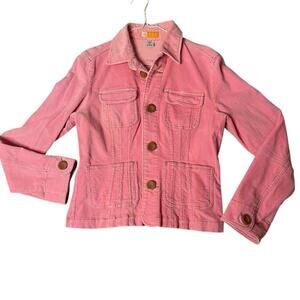 Tulle Women's Pink Corduroy chore Jacket Size L Long Sleeve Button Up A160